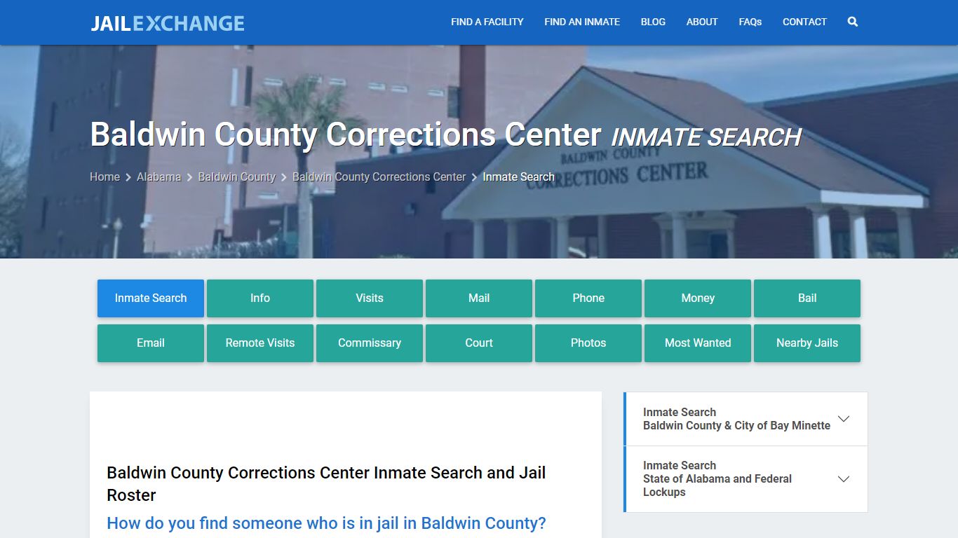 Baldwin County Corrections Center Inmate Search - Jail Exchange